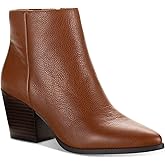 SUN STONE Womens Brown Cushioned Pointed Toe Block Heel Zip-Up Booties 9.5
