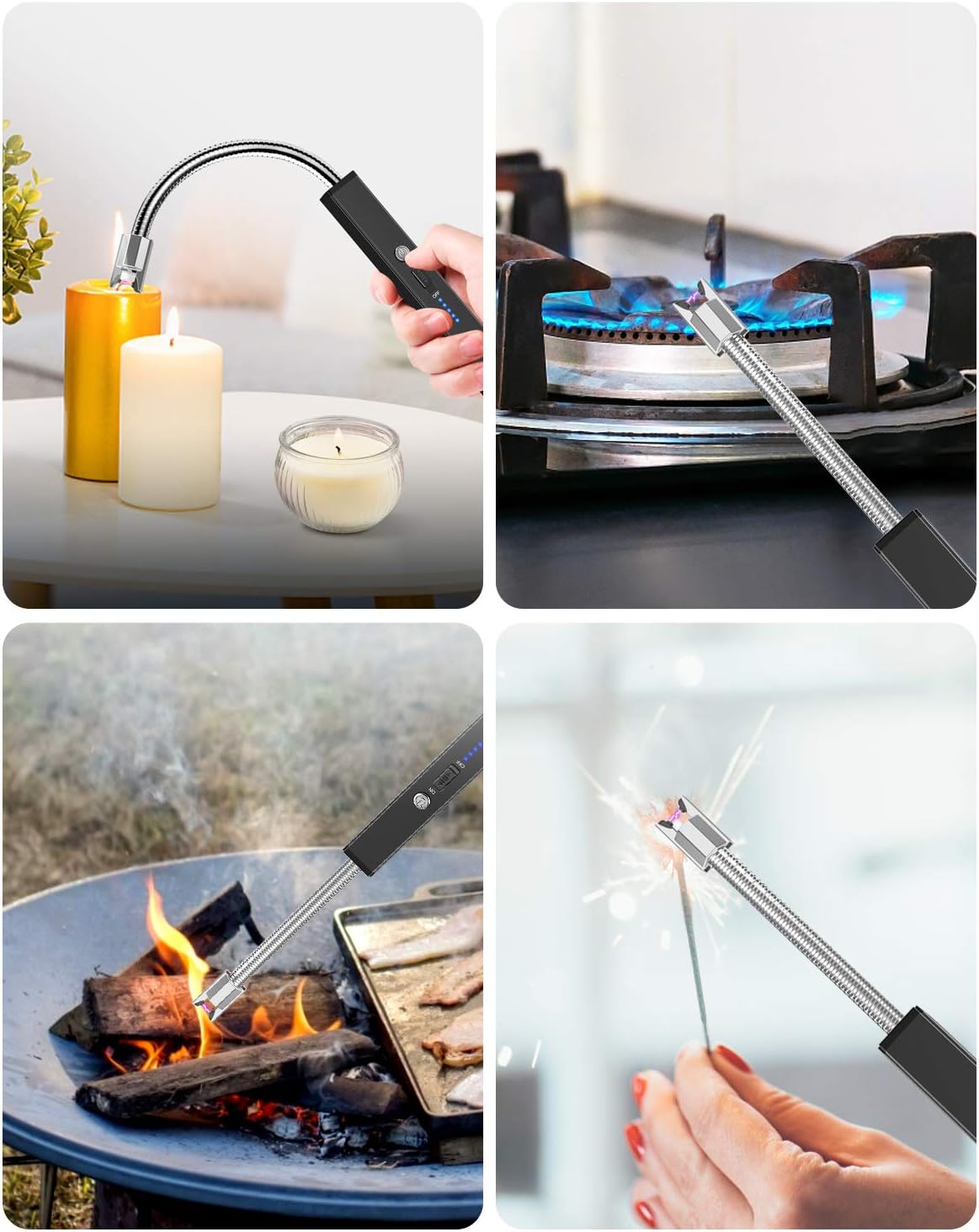 RONXS Lighters, Candle Lighter Electric Lighter Grill Lighter USB Lighter Plasma Lighter Rechargeable lighters for Candle Cooking BBQs Fireworks Camping, Multi-Color: Sports & Outdoors