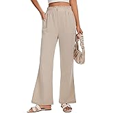 LUXEBOLD Women's Summer Casual Pants Lightweight Elastic Waist Trousers Straight Leg Loose Beach Slacks with Pockets