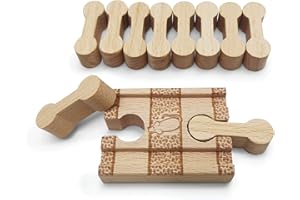 ZANY TRAINS 11 Pcs Deluxe Wooden Dog Bone Track Connector Pack - Wooden Train Connector Pieces Compatible with All Wooden Train Track Sets - Wooden Track Accessories (11 Pcs Wooden Dog Bones)