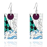 QUPENGXU Kamado Tanjiro Hanafuda Earrings,Demon