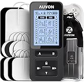 AUVON 24 Modes Dual Channel TENS Unit Muscle Stimulator with 2X Battery Life, Rechargeable TENS Machine for Pain Relief, Belt