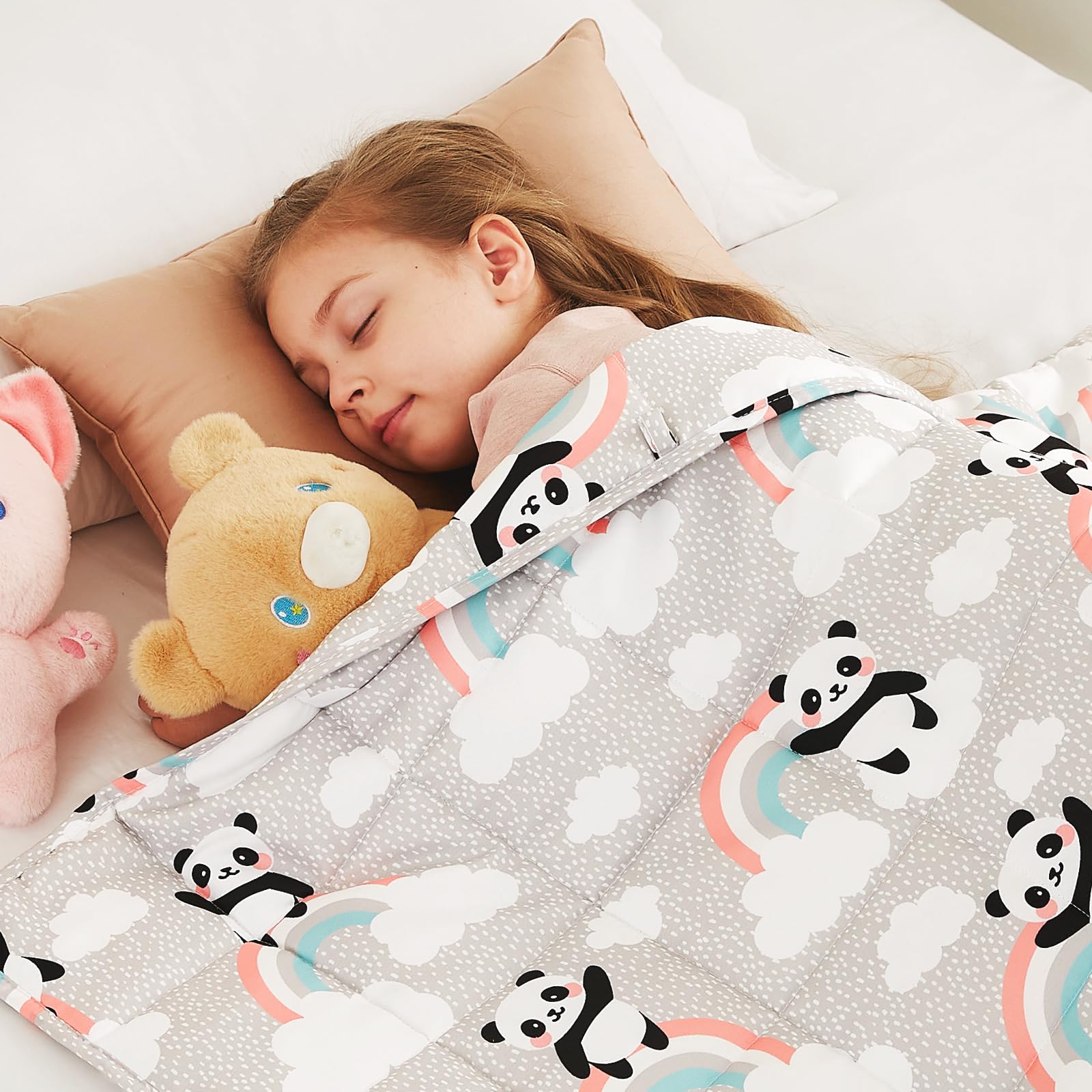 CuteKing Weighted Blanket (10lbs,50"x 60", HappyPanda) Heavy Blanket for 90-100lbs, Weighted Blanket for Cooling & Heating with Premium Glass Beads, Soft Thick Blanket All-Season Image