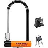 Kryptonite Evolution Standard Bike U-Lock, 14mm Steel Shackle &amp; 3 Keys | High-Security 4x9 in Bicycle Lock with FlexFrame-U Mounting Bracket, Double Deadbolt Design and Pick Resistant Cylinder