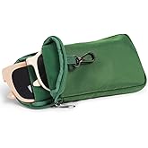 Huvon Double Glasses Case Soft Eyeglass Case with Clip & Zipper, Dual Sunglasses Pouch for Women Men Travel Eyewear Bag