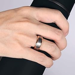 TRUMIUM 8mm Mens Wedding Bands Rose Gold Plated