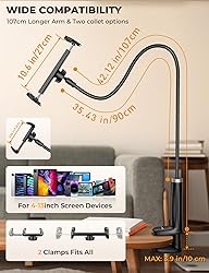 Gooseneck Phone Holder Tablet Stand for Bed:[Swivel