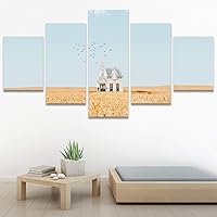 SIGNWIN 5 Panel Canvas Wall Art Modern Art Birds Bohemian Expressive Group Multicolor Photography for Home Decorations Ready to Hang - 60