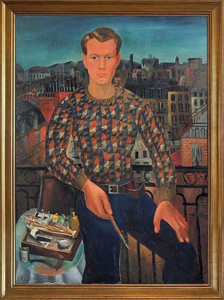 Amazon Co Jp John Christopher Wood 古典フレーム ジクレー キャンバスに印刷 有名な絵画 美術品 ポスター 再生 壁の装飾 ハングする準備ができて クリストファー ウッドの自画像 Jk ホーム キッチン