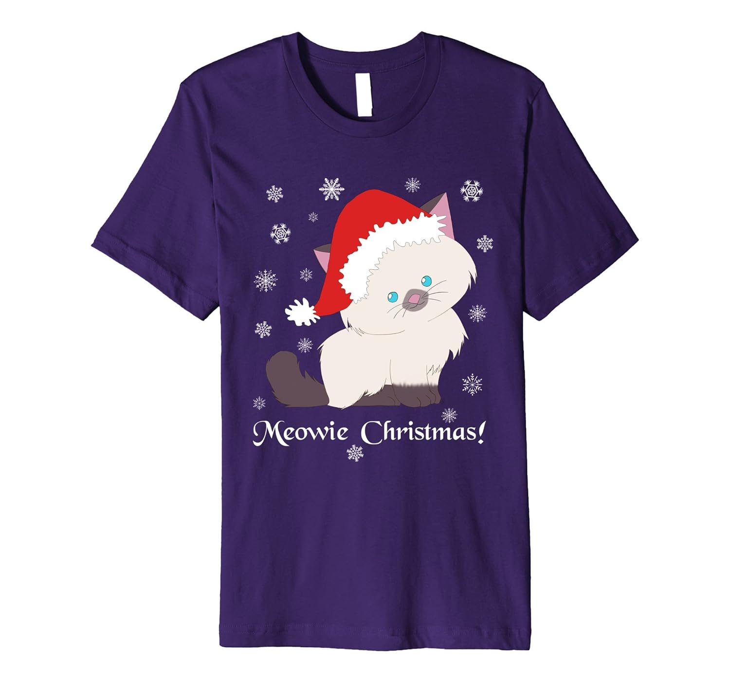 Meowie Christmas Kitten Cat Santa Hat & Snowflake T-shirt-ANZ