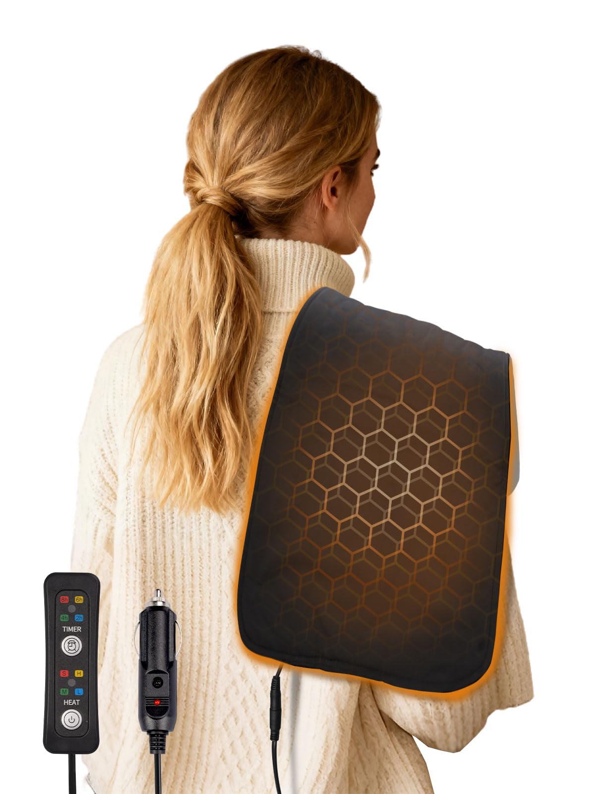 Photo 1 of 12V Car Heating Blanket 4 Heat and 4 Timer Settings 23" x 11"Portable Mini Travel Electric Blanket for Back Neck Shoulder Abdominal Pain Relief for Car SUV MPV