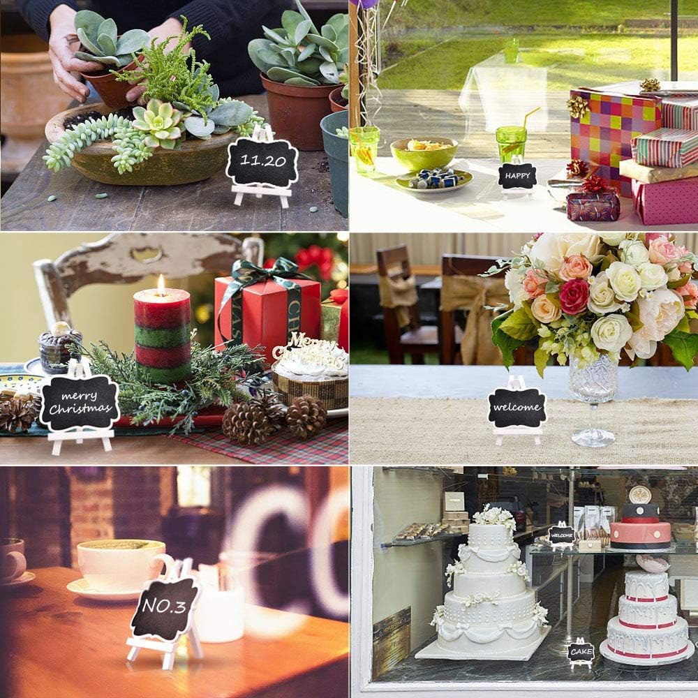 UCEC Mini Chalkboards with White Wooden Easel,Suit for Marker & Chalk,Perfect for Wedding Party and Daily Home Decoration-Pack of 8: Home & Kitchen
