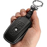 CISUI Genuine Leather Key Fob Cover with Keychain Shell for 1 3 4 5 6 7Series X3 X4 X5 X6 M5 M6 3GT 5GT-Black