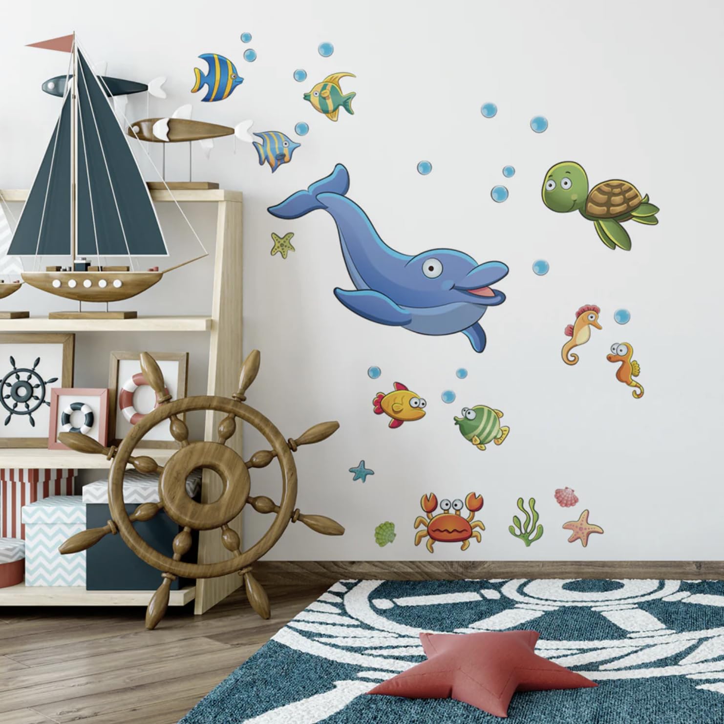 wall art R00341 Wall stickers for kids printed on wallpaper Friends of the Sea