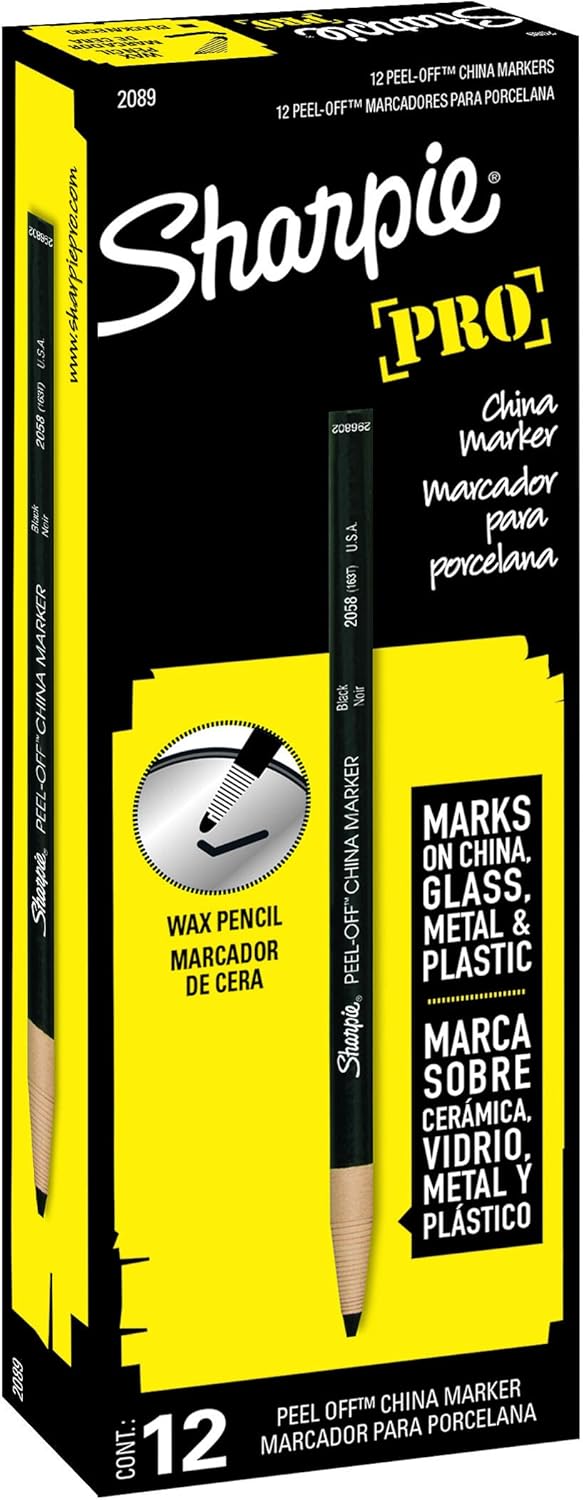 Sharpie PEEL-OFF Marker China, China Marker Bullet, 12 Pack, Black (2089) : Black China Markers : Office Products