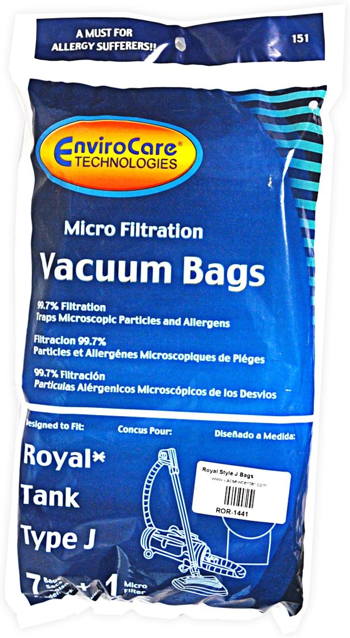 Royal Canister/Tank Style J Bags Household Vacuum Bags Canister