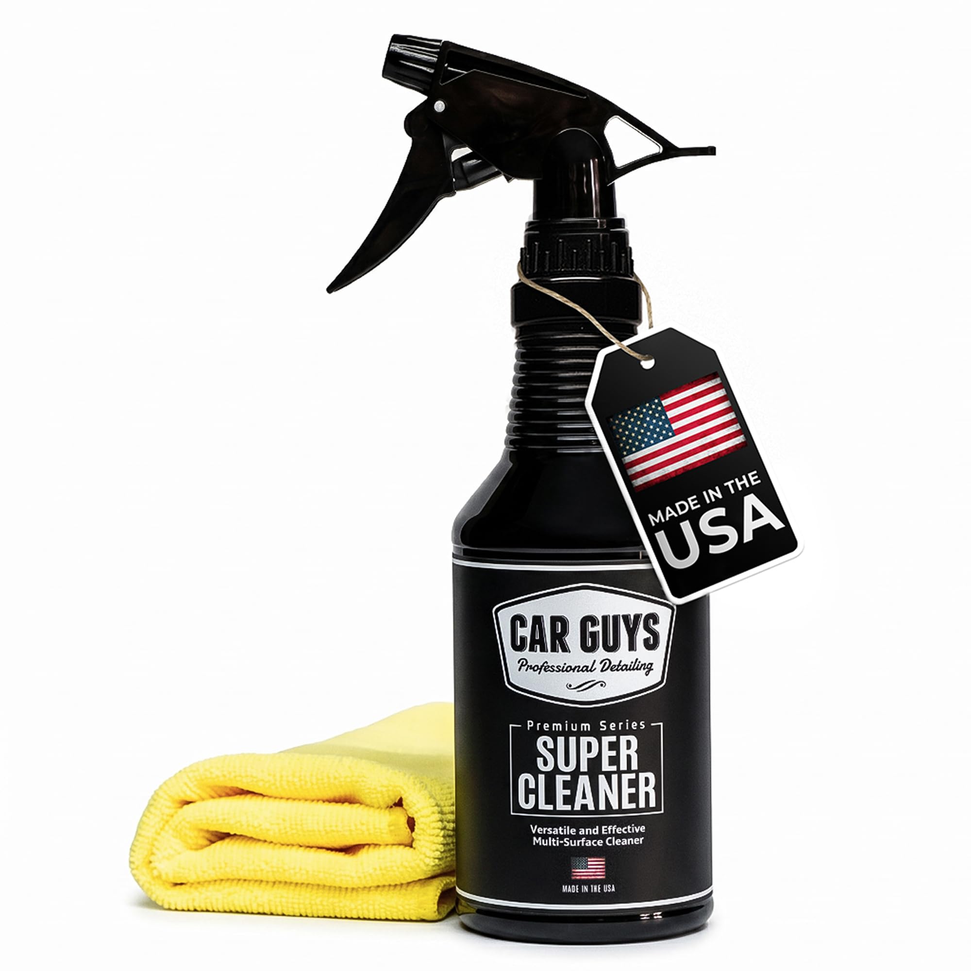 CAR GUYS Interior Car Cleaner for Tough Stains | Stain Remover for Car Seats, Carpet, Upholstery, & Leather | 18 Oz Kit with Microfiber Towel