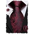 Hi-Tie Silk Paisley Ties for Men Necktie Pocket Square Cufflinks Set Foral Tie Sets Formal Business
