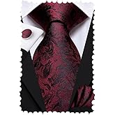Hi-Tie Silk Paisley Ties for Men Necktie Pocket Square Cufflinks Set Foral Tie Sets Formal Business
