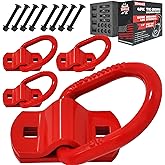 Vehiclex Trailer Tie Down Bolt-On D Rings - Forged Anchor Points (4 Pack), 12,000 lbs Break Strength, 1/2" Heavy Duty Rings for Trailers (Red)