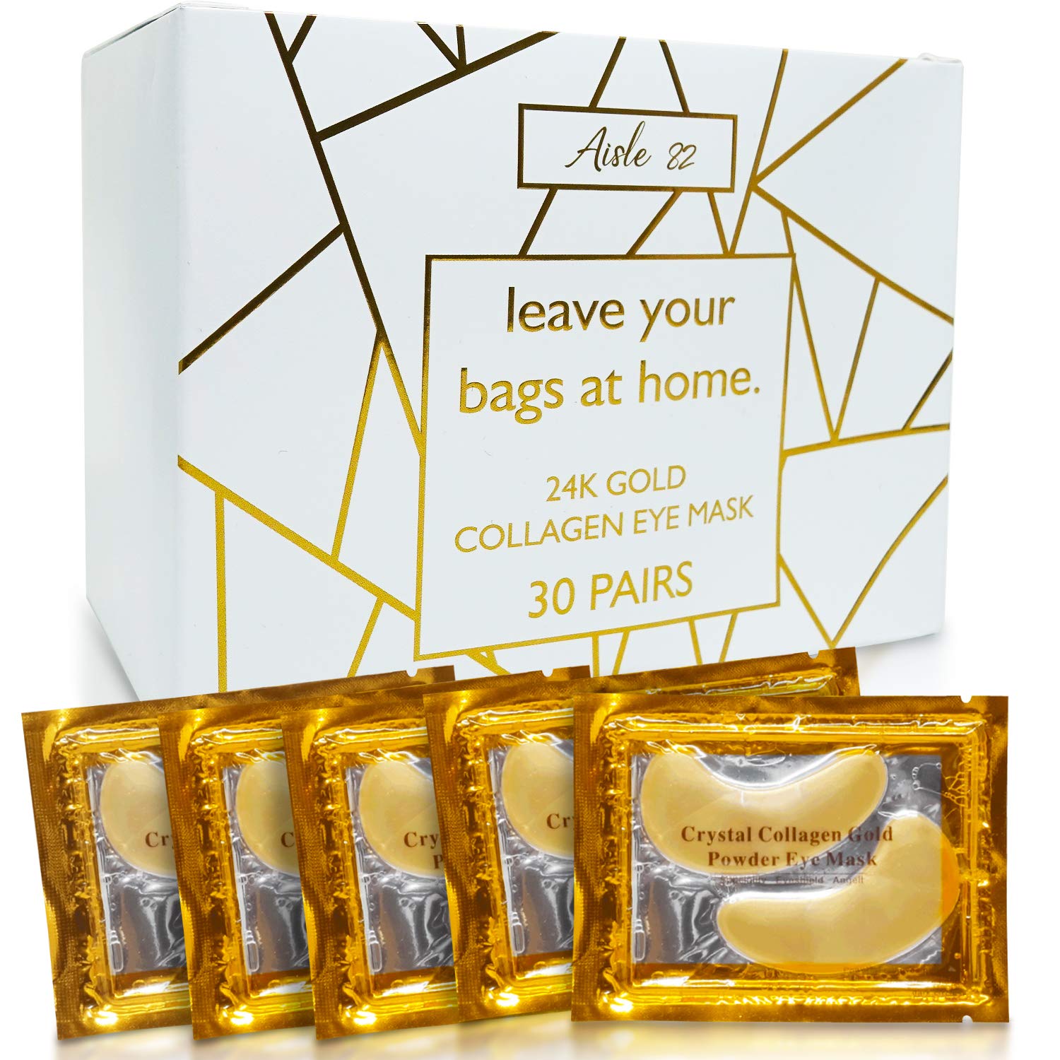 30 Pairs of 24K Gold Eye Mask for Sensitive Skin - Collagen Under Eye Mask for Dark Circles Under Eye Treatment for Women and Men - Gold Eye Masks for Dark Circles and Puffiness - Under Eye Gel Patches for Under Eye Bags Treatment - Easy to use Gold Eye Patches / Eye Gel Pads for Every Day Use