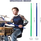 Aopoy 2 Pairs 5A Nylon Drum Sticks Non-Slip Handles Teardrop Head view 3