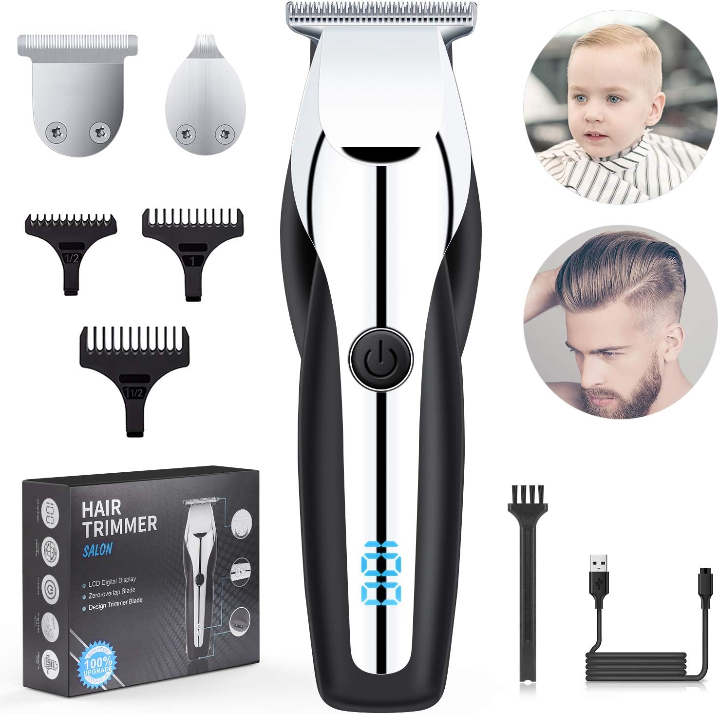 Professional Hair Clippers, Rechargeable Cordless Clippers Hair Trimmer Beard Shaver Detail Trimmer Electric Haircut Kit Waterproof for Men Women Kids and Family Use.