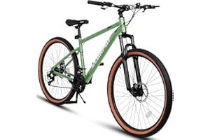 Rycheer Ecarpat 24/26/27.5 Inch Mountain Bike, Dual/Front Suspension Mens Mountain Bike with 21 Speeds High-Carbon Steel Frame and Disc/V Brakes, Adult Sport Bicycle for Trail Snow Commuter City Road