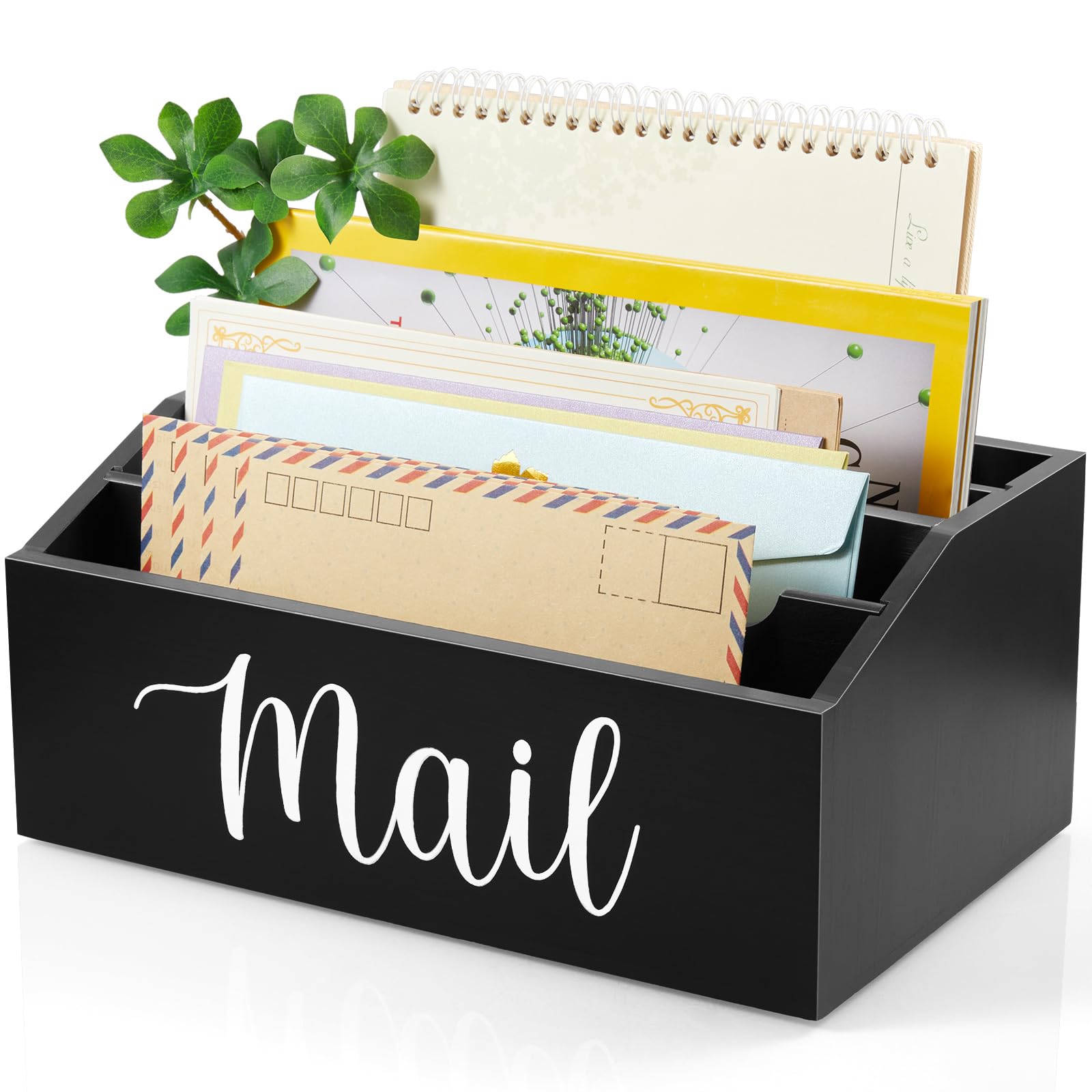 Photo 1 of DRASTAR Mail Organizer Countertop, Mail Holder with 4 Slots, Wood Mail Sorter, Bill Organizer for Desk, Mail Storage Organizer for Home Office
