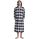 Latuza Men's Hooded Nightshirt Cotton Flannel Sleep Shirt Nightgown