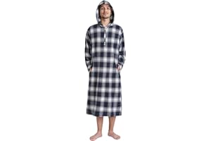 Latuza Men's Hooded Nightshirt Cotton Flannel Sleep Shirt Nightgown