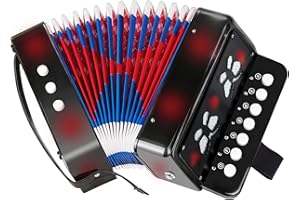 AZEAM Kids Accordion, Toy Accordion for Ages 3 5 9 7 10 12 Child Children Toddlers Beginners Kids Musical Instruments 10 Keys Button Small Lightweight for Boy Girls Christmas（Black）