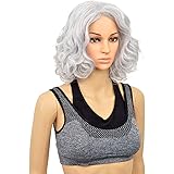 SIYI synthetic short curly hair ladies party wig silver gray mother wig old lady wig