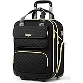 Rolling Laptop Bag, Rolling Briefcase for Women with Waterproof Pocket, Airline Approved Personal Item Bag, 16-Inch Overnight Underseat Carry On Luggage with Wheels for Work, Bussiness, Travel, Black