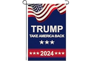 Shmbada American President Donald Trump 2024 Take America Back Burlap Garden Flag, Double Sided Premium Fabric, US Election Patriotic Outdoor Decoration Banner for Yard Lawn, 12.5" x 18.5"