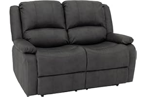RecPro Charles 58" Double Recliner RV Sofa | Zero Wall Loveseat for Camper | Wall Hugger Couch | Fifth Wheel Theater Seating | Upgraded 2023 Fabric (Gunmetal)