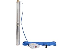 ZYIY 2.5 Inch Deep Well Submersible Pump - 110V 0.75Hp Stainless Steel, 197ft/13GPM, 1" Bore Copper, Controller for Irrigation, Home, Garden