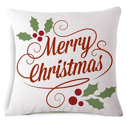 Amazon Com Ofloral Merry Christmas Pillow Covers Cotton Linen