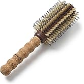 TRENFI Boar Bristle Round Brush for Blow Drying 2.5 Inch, Lightweight Cork Handle Hair Brush for Women, Natural Boar and Nylon Bristles for Smooth Voluminous Blowout, Wooden Barrel, Fine to Thick Hair