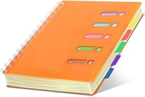 Yoment 5 Subject Notebook College Ruled Spiral Notebook 5x7 with Removable Dividers 270 Pages Notebooks for Work Multi Subject Notebook with 5 Tabs Organizer Notebook for Note Taking School, A5 Orange