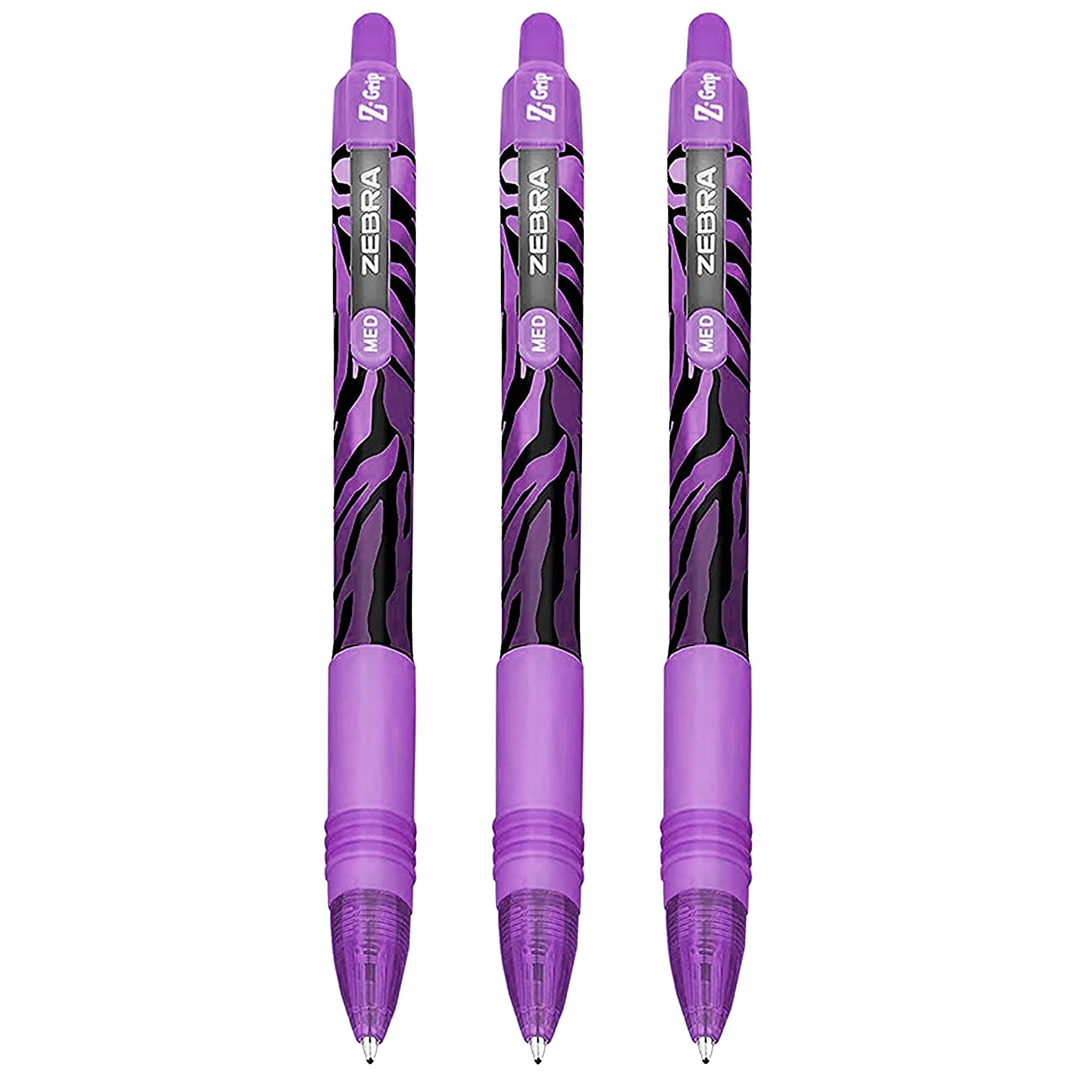 Zebra Z-Grip Smooth Ballpoint Pen - 1.0mm - Funky Flame - Stripe Violet Barrel - Violet Ink - Pack of 3