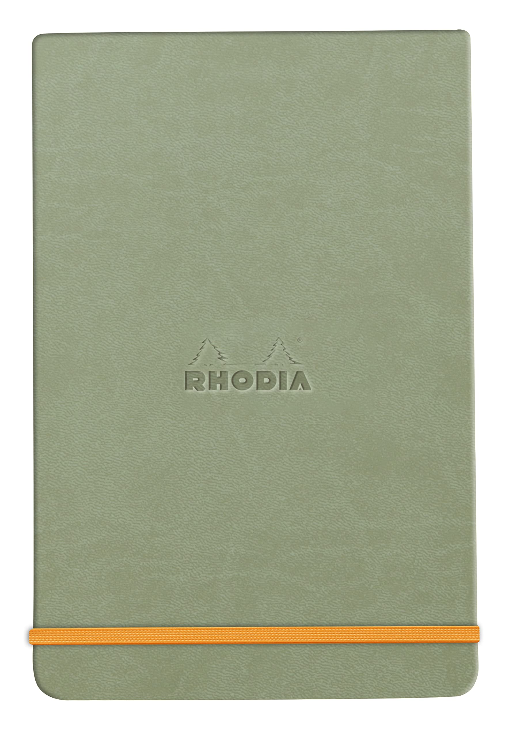 RHODIA 194386C - Rigid Webnotepad Celadon Notebook - A5 - Lined - 192 Detachable Pages - Ivory Clairefontaine Paper 90 g/m - Bookmark, Elastic Closure - Faux Leather Cover - Rhodiarama