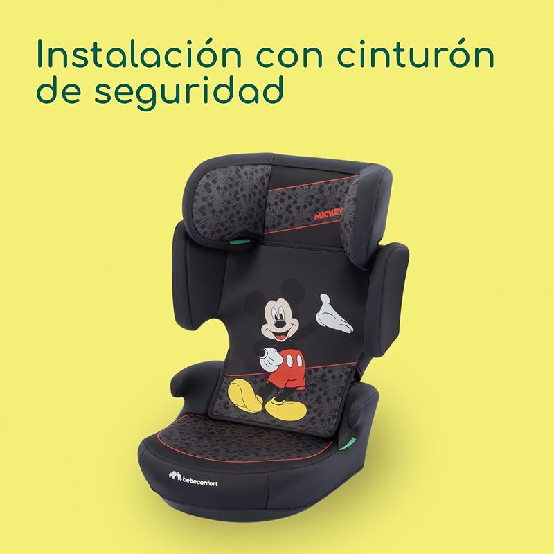 Disney RoadSafe i-Size, Asiento Elevador Coche Respaldo, 3,5-12 años (100-150 cm), Silla Coche Mickey Mouse, Instalación Cinturón Seguridad, 14 Posiciones Reposacabezas, Authentic Mickey