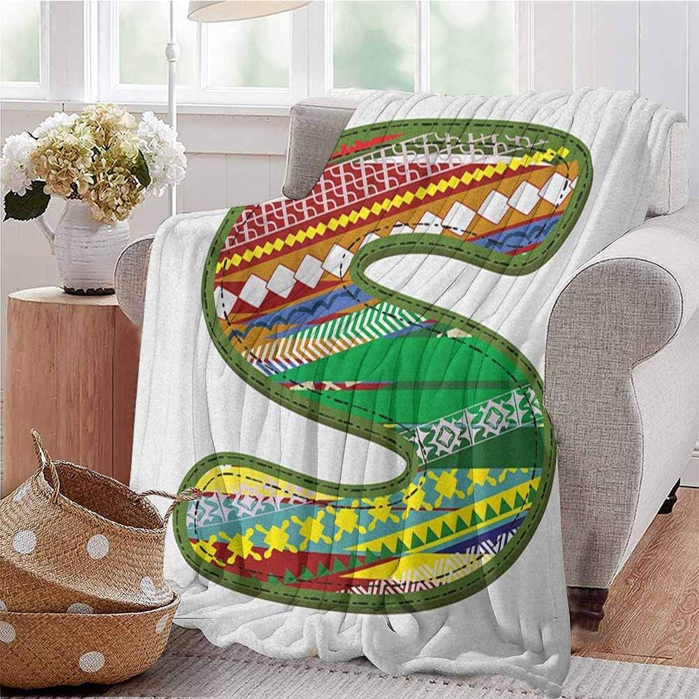 Luoiaax Letter S Bedding Flannel Blanket Vivid Color Scheme Geometric Styles Inside The Letter S Alphabet Digital Design Super Soft and Comfortable Luxury Bed Blanket W91 x L60 Inch Multicolor
