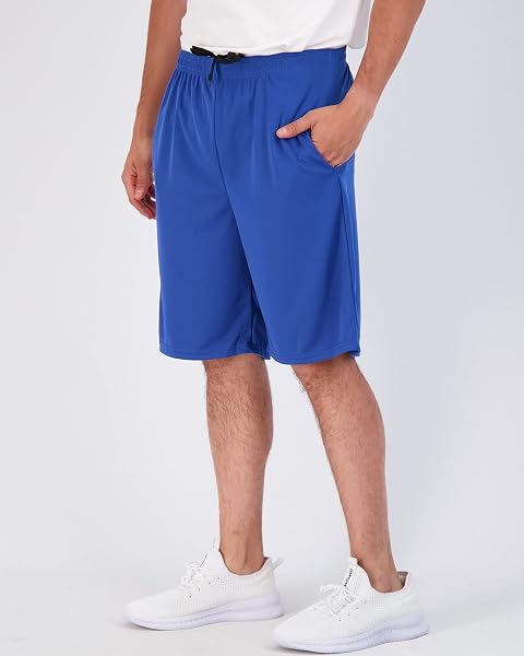 REAL ESSENTIALS MENS 3-PACK MESH SHORTS ACTIVE WEAR ATHLETIC SHORT MEN BASKETBALL POCKETS WORKOUT GYM SOCCER RUNNING SUMMER FITNESS QUICK DRY CASUAL CLOTHES SPORT TRAINING HIKING – SET 5, XL