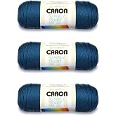 Caron H970039759 Simply Soft Solids Yarn (4) Medium Gauge 100% Acrylic - 6 oz - Blue - Machine Wash &amp; Dry