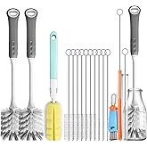 14 Pcs Bottle Brush Cleaner Set for Bottles, Cups and Straws Cleaning | Long Handle Bottle Brushes | Sponge Brush | 3-in-1 Lid Cup Cleaning Brush | Straw Brushes in Assorted Diameters