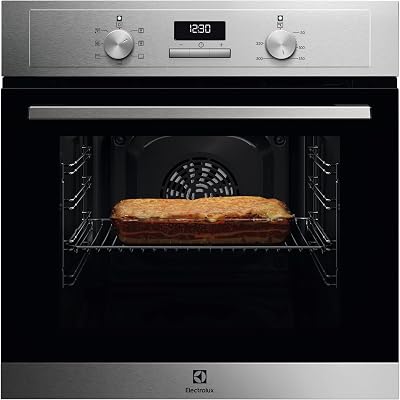 EOH3H00BX Forno Multifunção Incorporado, 7 Funções, Grande Capacidade, Ecrã LED Branco, Controlos Fixos, 2 Portas de Vidro, Aço Inoxidável Resistente a Impressões Digitais, Classe A