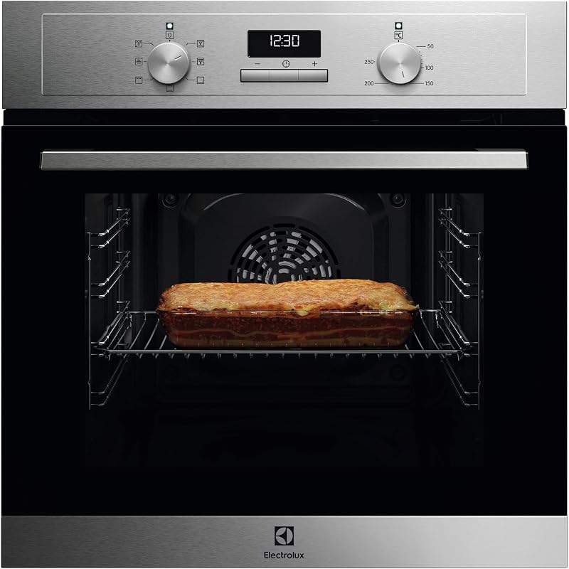 EOH3H00BX Forno Multifunção Incorporado, 7 Funções, Grande Capacidade, Ecrã LED Branco, Controlos Fixos, 2 Portas de Vidro, Aço Inoxidável Resistente a Impressões Digitais, Classe A