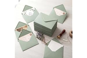 100 Pack Sage Green Envelopes, 5x7'' A7 Envelopes, Opaque Wet Adhesive Closure for Greeting Cards Invitations Wedding Birthda